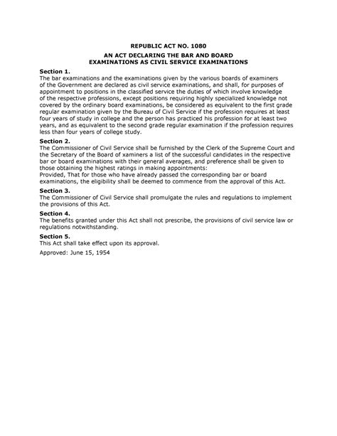 ra1080|REPUBLIC ACT NO. 1080 AN ACT DECLARING THE BAR AND .
